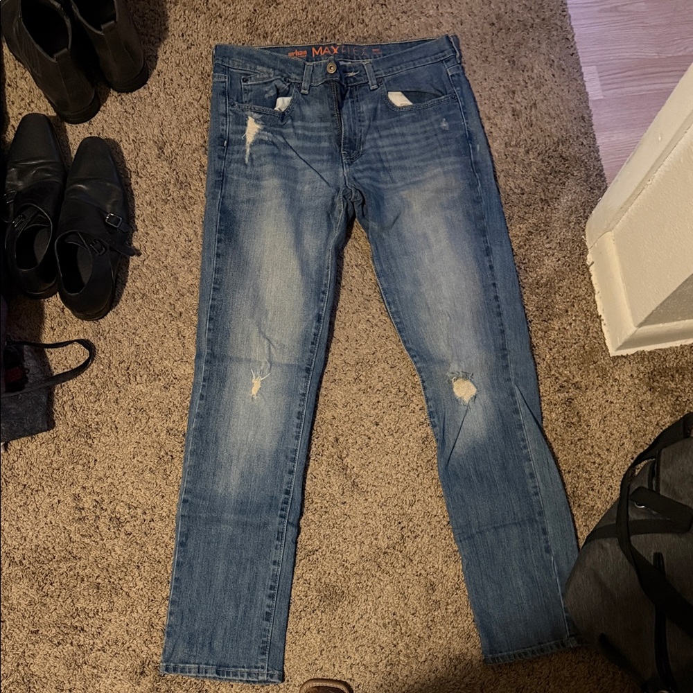 Urban Pipeline Light Blue Distressed Slim Jeans